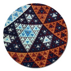 Fractal Triangle Geometric Abstract Pattern Magnet 5  (round)