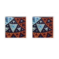 Fractal Triangle Geometric Abstract Pattern Cufflinks (square)