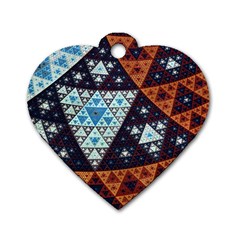 Fractal Triangle Geometric Abstract Pattern Dog Tag Heart (two Sides)