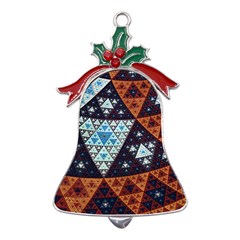 Fractal Triangle Geometric Abstract Pattern Metal Holly Leaf Bell Ornament