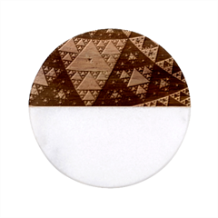 Fractal Triangle Geometric Abstract Pattern Classic Marble Wood Coaster (round) 