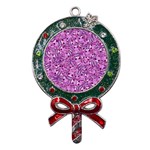 Kawaii cyborg cats motif random pattern Metal X Mas Lollipop with Crystal Ornament Front