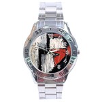 Abstract  Stainless Steel Analogue Watch Front