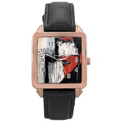 Abstract  Rose Gold Leather Watch 