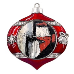 Abstract  Metal Snowflake And Bell Red Ornament
