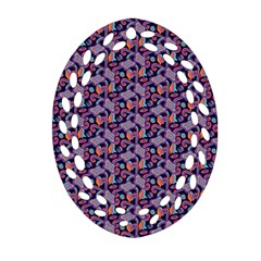 Trippy Cool Pattern Oval Filigree Ornament (two Sides)