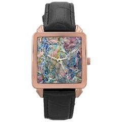 Abstract Flows Rose Gold Leather Watch 