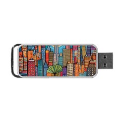 City New York Nyc Skyscraper Skyline Downtown Night Business Urban Travel Landmark Building Architec Portable Usb Flash (two Sides) by Posterlux