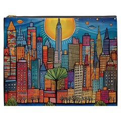 City New York Nyc Skyscraper Skyline Downtown Night Business Urban Travel Landmark Building Architec Cosmetic Bag (xxxl)