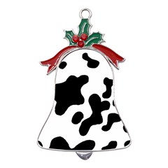 Cow Pattern Metal Holly Leaf Bell Ornament