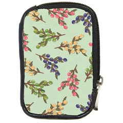 Berries Flowers Pattern Print Compact Camera Leather Case