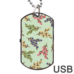 Berries Flowers Pattern Print Dog Tag Usb Flash (two Sides)