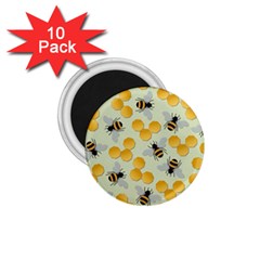 Bees Pattern Honey Bee Bug Honeycomb Honey Beehive 1 75  Magnets (10 Pack) 