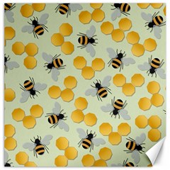 Bees Pattern Honey Bee Bug Honeycomb Honey Beehive Canvas 16  X 16  by Bedest