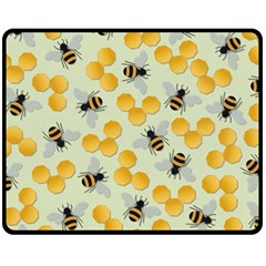 Bees Pattern Honey Bee Bug Honeycomb Honey Beehive Fleece Blanket (medium)