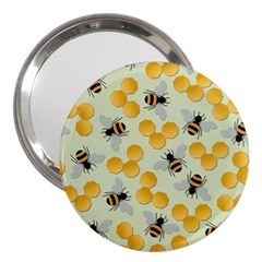 Bees Pattern Honey Bee Bug Honeycomb Honey Beehive 3  Handbag Mirrors by Bedest