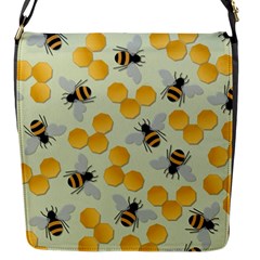 Bees Pattern Honey Bee Bug Honeycomb Honey Beehive Flap Closure Messenger Bag (s)