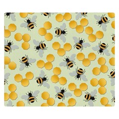 Bees Pattern Honey Bee Bug Honeycomb Honey Beehive Two Sides Premium Plush Fleece Blanket (kids Size)