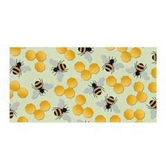 Bees Pattern Honey Bee Bug Honeycomb Honey Beehive Satin Wrap 35  X 70 