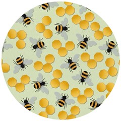 Bees Pattern Honey Bee Bug Honeycomb Honey Beehive Wooden Puzzle Round