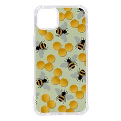 Bees Pattern Honey Bee Bug Honeycomb Honey Beehive Iphone 14 Plus Tpu Uv Print Case