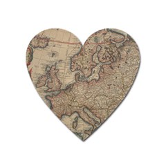 Old Vintage Classic Map Of Europe Heart Magnet