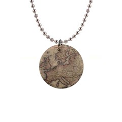 Old Vintage Classic Map Of Europe 1  Button Necklace