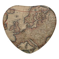 Old Vintage Classic Map Of Europe Heart Glass Fridge Magnet (4 Pack)