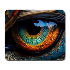 Eye Bird Feathers Vibrant Large Mousepad