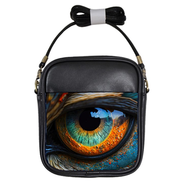 Eye Bird Feathers Vibrant Girls Sling Bag