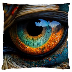 Eye Bird Feathers Vibrant Large Cushion Case (one Side)