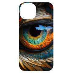 Eye Bird Feathers Vibrant Iphone 14 Black Uv Print Case by Hannah976