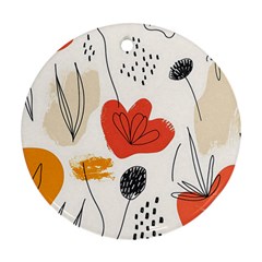 Floral Leaf Round Ornament (two Sides)