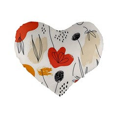 Floral Leaf Standard 16  Premium Heart Shape Cushions