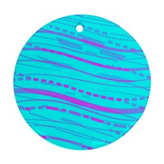 Wave Stripe Pattern Design Aqua Ornament (round)