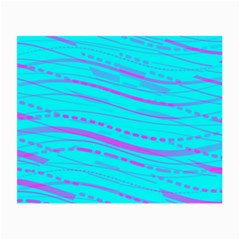 Wave Stripe Pattern Design Aqua Small Glasses Cloth (2 Sides) by Ndabl3x