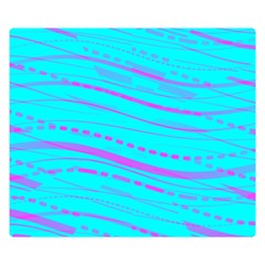 Wave Stripe Pattern Design Aqua Premium Plush Fleece Blanket (small)