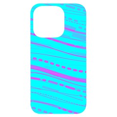 Wave Stripe Pattern Design Aqua Iphone 14 Pro Black Uv Print Case