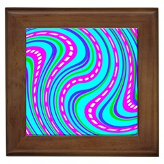Swirls Pattern Design Bright Aqua Framed Tile