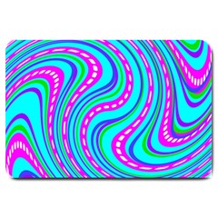 Swirls Pattern Design Bright Aqua Large Doormat by Ndabl3x