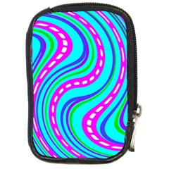 Swirls Pattern Design Bright Aqua Compact Camera Leather Case