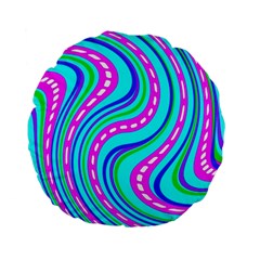 Swirls Pattern Design Bright Aqua Standard 15  Premium Flano Round Cushions