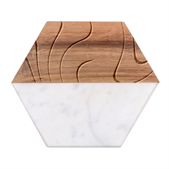 Swirls Pattern Design Bright Aqua Marble Wood Coaster (hexagon) 