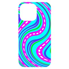 Swirls Pattern Design Bright Aqua Iphone 14 Pro Max Black Uv Print Case