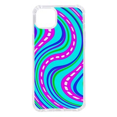 Swirls Pattern Design Bright Aqua Iphone 14 Plus Tpu Uv Print Case