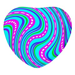 Swirls Pattern Design Bright Aqua Heart Glass Fridge Magnet (4 Pack)