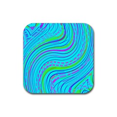 Pattern Swirl Pink Green Aqua Rubber Coaster (square)