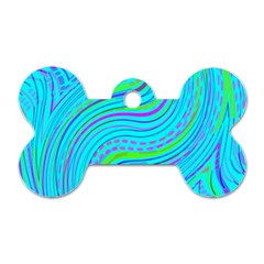 Pattern Swirl Pink Green Aqua Dog Tag Bone (one Side)