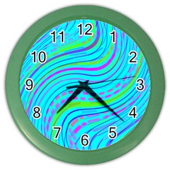 Pattern Swirl Pink Green Aqua Color Wall Clock