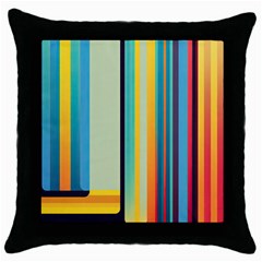 Colorful Rainbow Striped Pattern Stripes Background Throw Pillow Case (black)